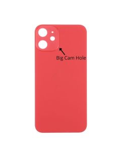 iPhone 12 Compatible Back Glass Cover (Big Camera Hole) - Red