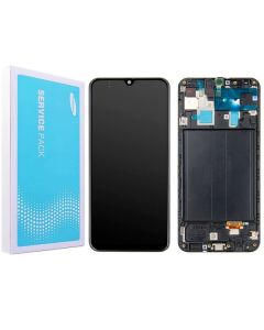 Galaxy A30 Compatible LCD Touch Screen Assembly with Frame - Black