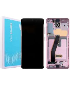 Galaxy S20 / S20 5G Compatible LCD Touch Screen Assembly with Frame - Cloud Pink