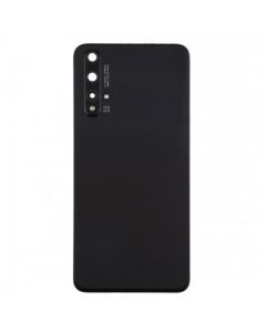 Huawei Nova 5T Compatible Back Glass Cover with Camera Lens - Black