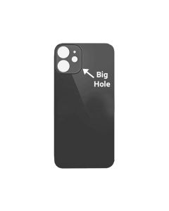 iPhone 12 Mini Compatible Back Glass Cover (Big Camera Hole) - Black