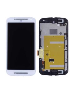 Moto G2 Compatible LCD Touch Screen Assembly with Frame - White
