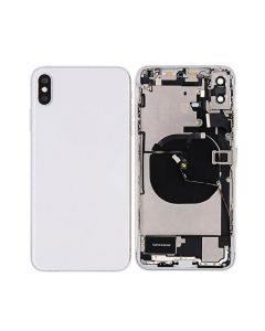 iPhone XS Compatible Back Housing With Small Parts And Logo - White, OEM