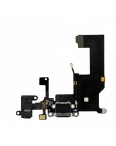 iPhone 5 Compatible Charging Port, Handsfree Port Flex Cable with Mic - Black, AAA HIGH COPY