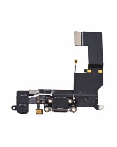 iPhone 5S Compatible Charging Port Handsfree Port Flex Cable with Mic - Black, AAA HIGH COPY
