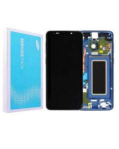 Galaxy S9 Compatible LCD Screen Touch Assembly with Frame - Coral Blue