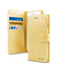 Mercury Blue Moon Diary Wallet Leather Case Cover For For iPhone 13 Mini - Gold