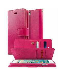 Mercury Mansoor Diary Wallet Leather Flip Case Cover For iPhone 13 Pro Max - Hot Pink